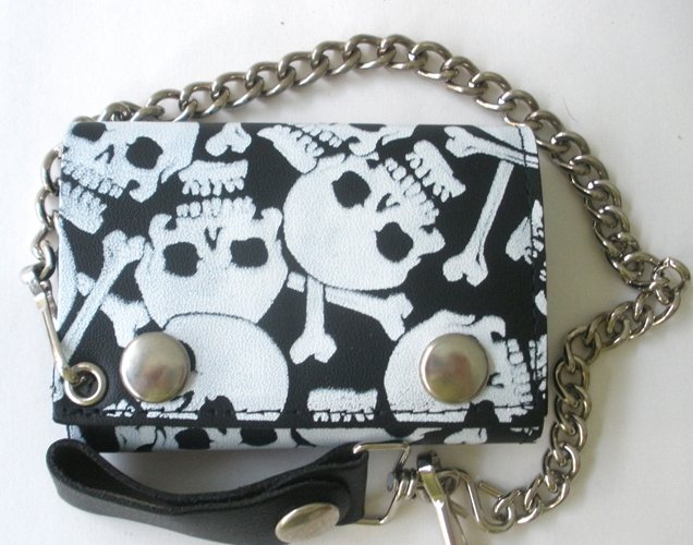 skulls trifold leather chain wallet you choose skull and skulls trifold leather chain wallet you choose skull and
